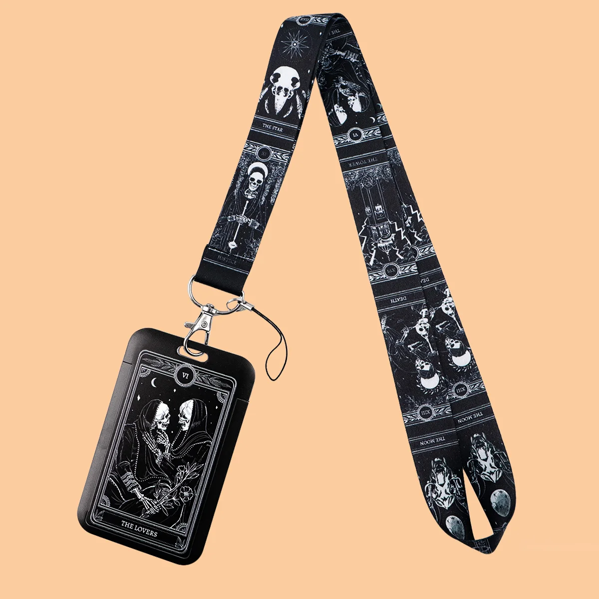 Tarot Themed Skull Lanyard Card Holder for Student ID Card Straps Badge Holder Hanging Rope Keyring Accessories Gifts