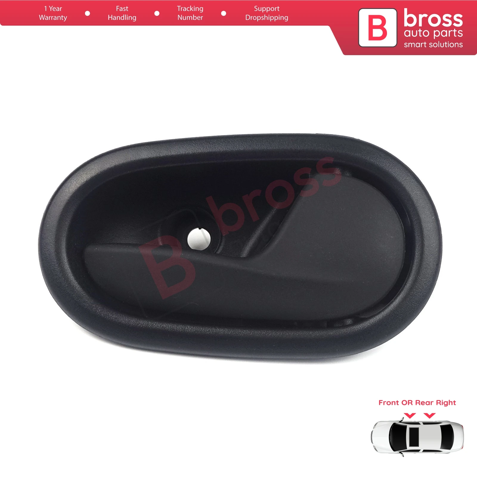 Bross Auto Parts BDP798 Interior Door Handle BLACK 826721919R Front or Rear RIGHT Doors for Renault Symbol 3 Dacia Sandero 2