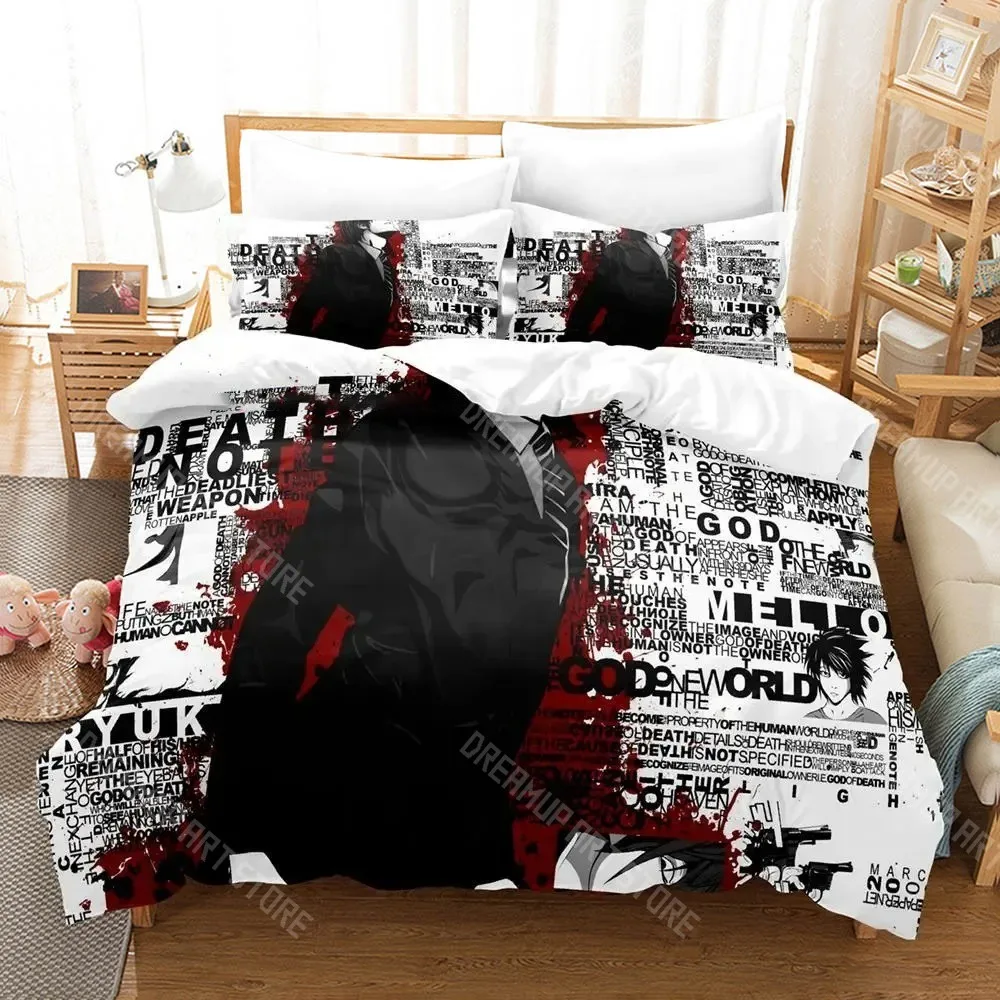3D Printed Death Anime Note Bedding Set for Boys Girls Duvet Cover And Pillowcase Twin Queen King Full Single Double Sizes