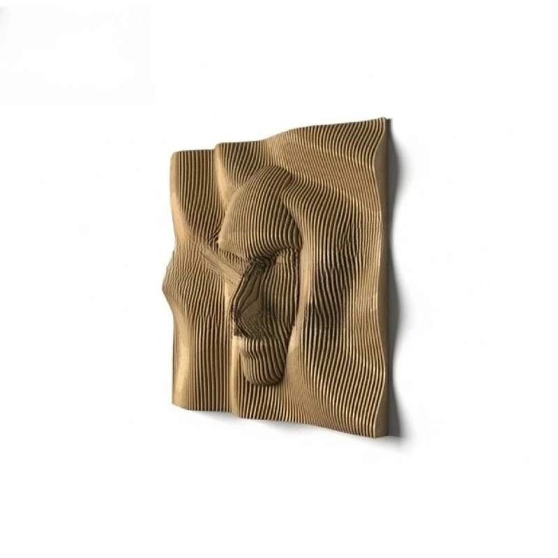 Solid wood slice face mural, solid wood slice face mural
