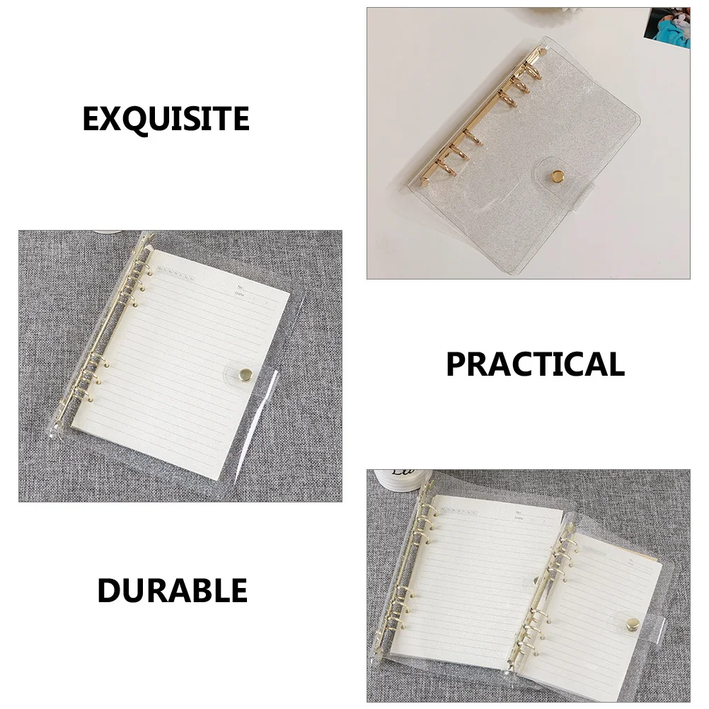 Glitter A5 Binder Cover PVC Metal Ring Binder for Diary Travel Journal Business Notebook 6 Ring Refillable Planner Office Home