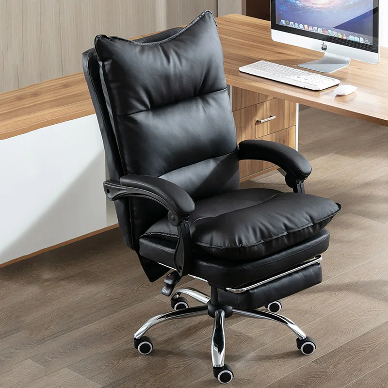 Waterproof Rotating Office Chair Leather Comfortable Designer Computer Chair Mobile Ergonomic Chaise De Bureaux Salon Furniture