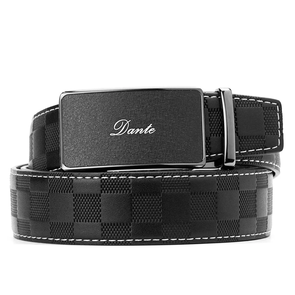 

Новый мужской повседневный модный ремень с автоматической пряжкой, кожа в шахматном порядке из воловьей кожи, мужской ремень люксового бренда для взрослых