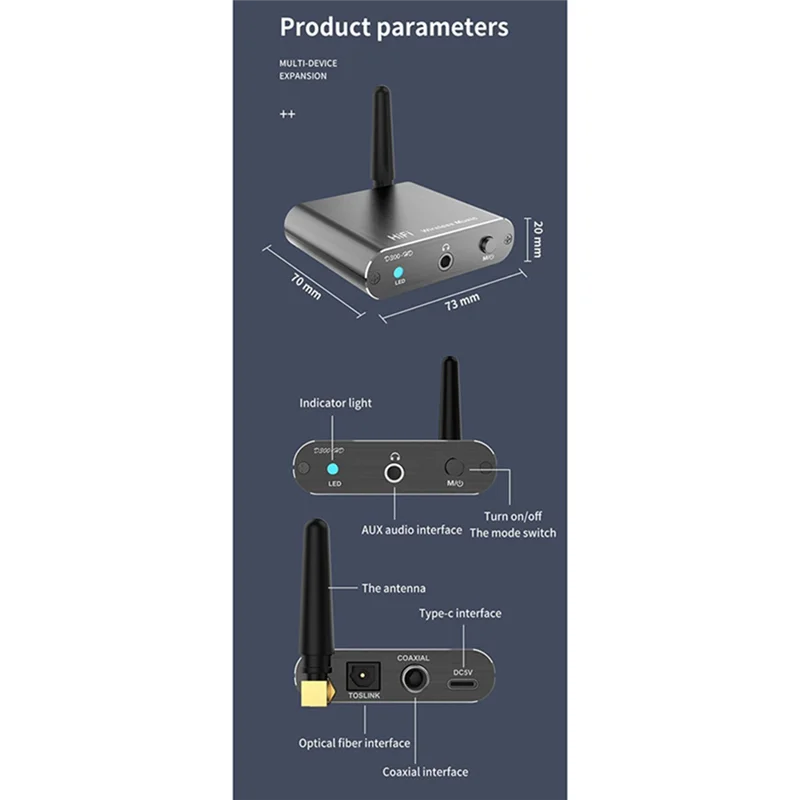 Récepteur de musique Bluetooth 5.2, adaptateur audio sans fil HIFI