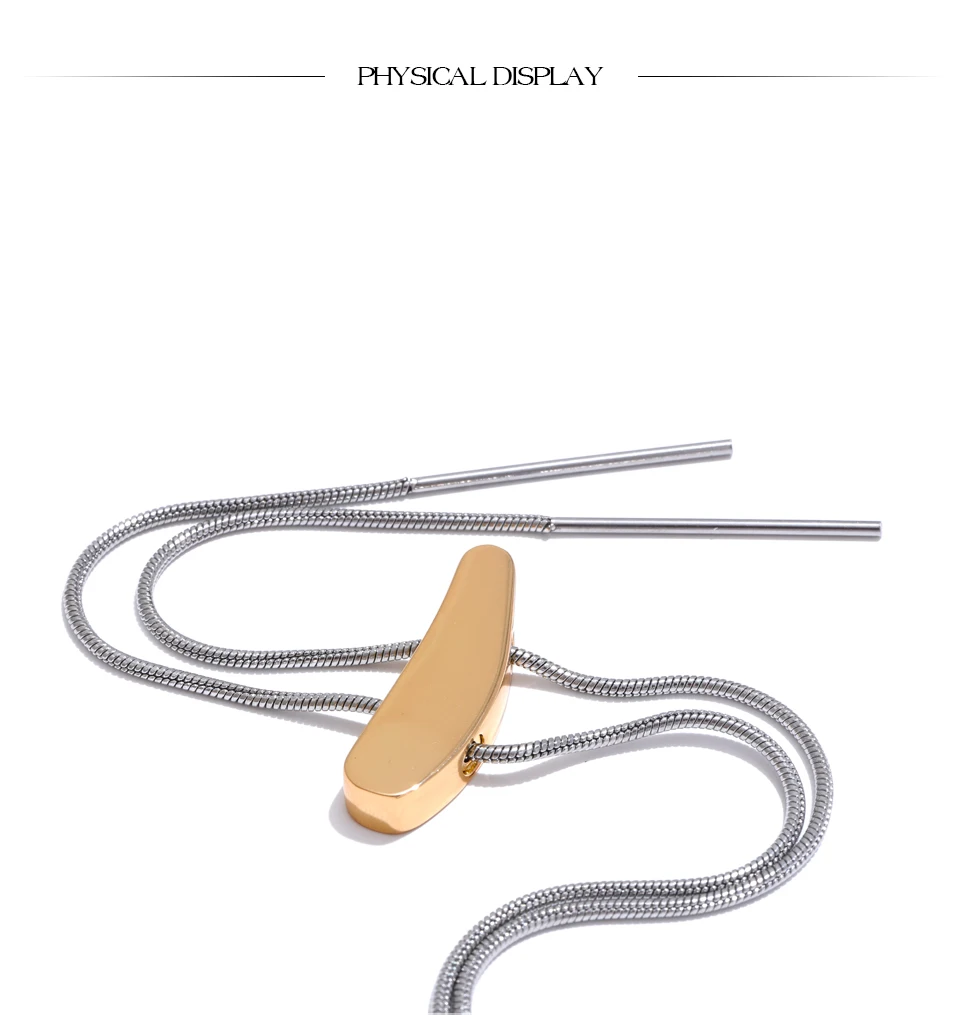 Yhpup 316L Edelstahl Exklusive geometrische verstellbare lange Pullover Kette Halskette Modeschmuck Zubehör wasserdicht – Detail 8