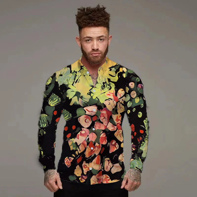 Hawaii Designer 3D Print Shirt Spring Autumn New High Quality Long Sleeve Shirt Street Fashion Classic Button Shirts & Blouses