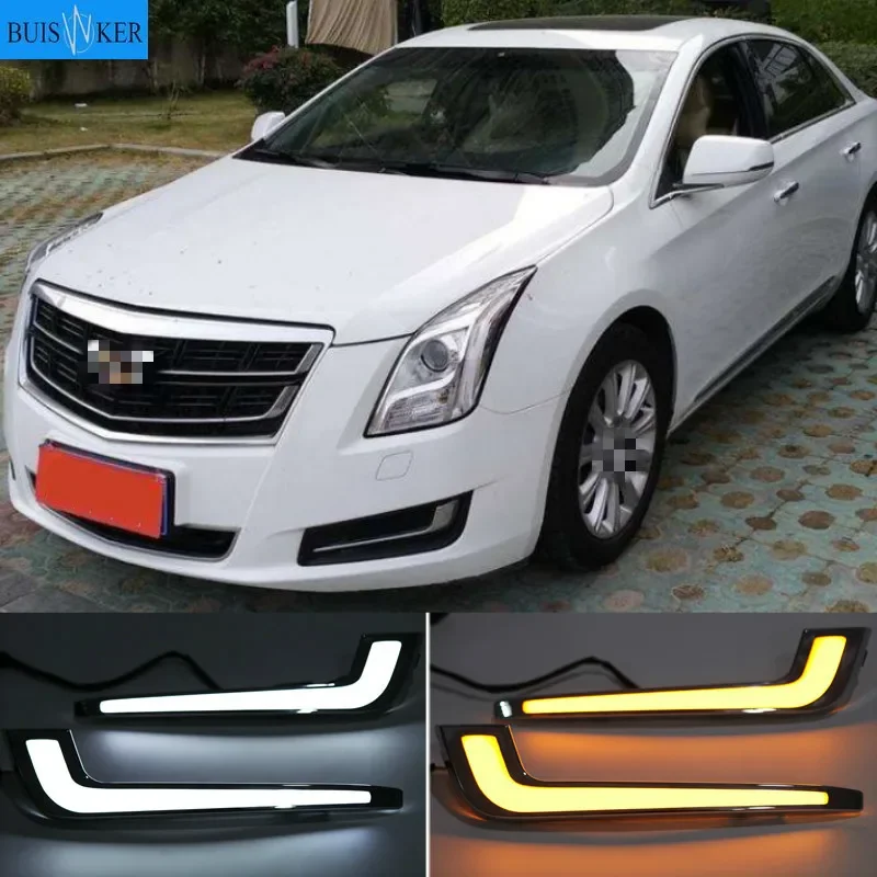 

2pcs LED DRL Daytime Driving Running Lights for Cadillac XTS 2013-2017 Pre-facelift Daylight Waterproof Yellow Turn Signal