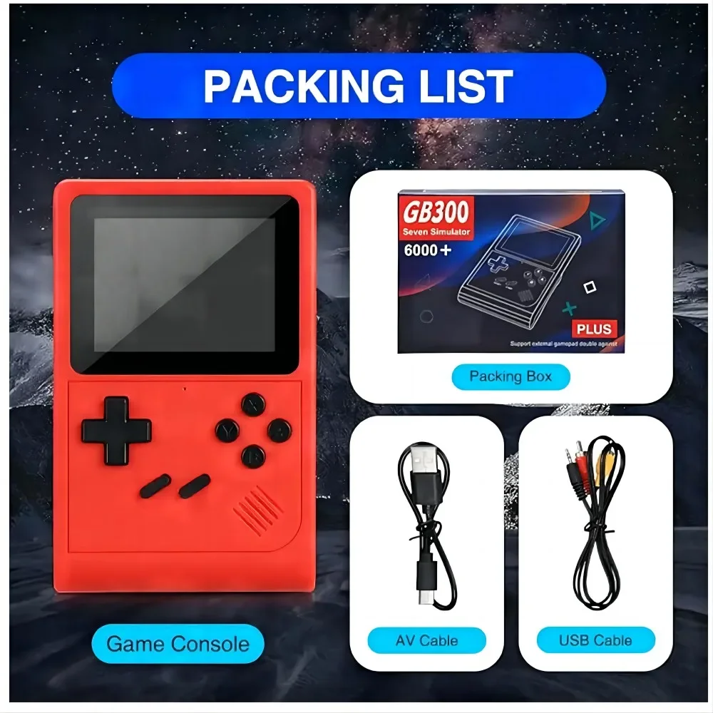 GB300 مشغل ألعاب محمول مدمج 6000 لعبة 3.0 بوصة شاشة لعبة فيديو وحدة تحكم دعم مخرج AV لهدايا SFC/GBA #3