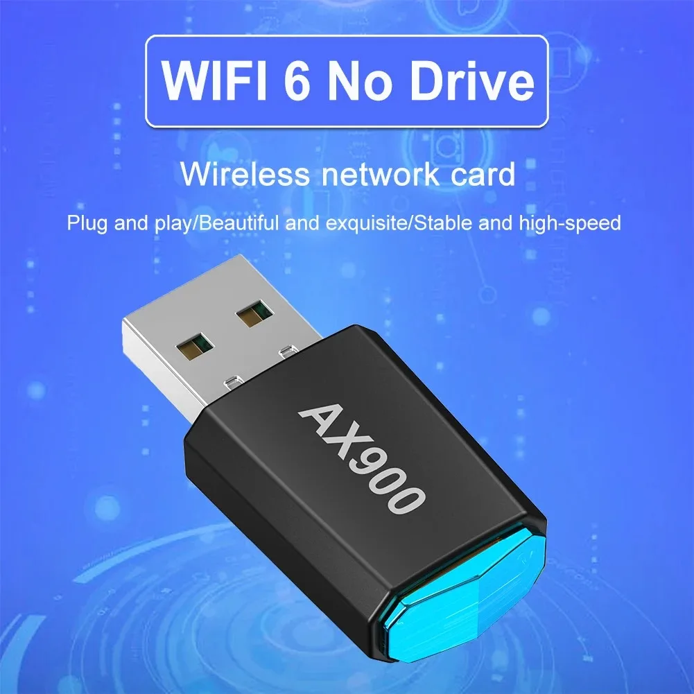 900M Wi-Fi 6 Drive adaptor USB gratis kartu jaringan nirkabel 2.4G/5.8G Dual Band WiFi Ethernet adaptor sinyal stabil untuk PC Laptop