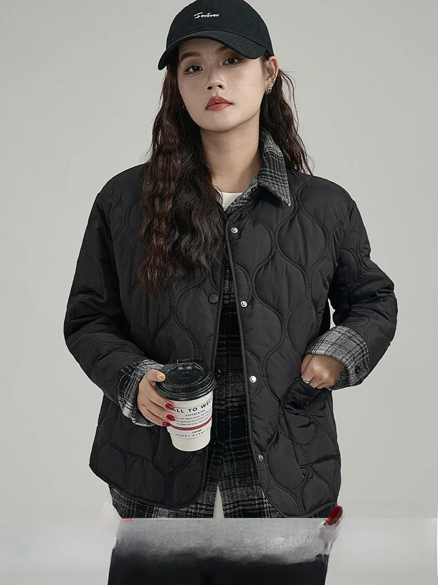 

Elegant Women's Cotton Jacket Quilted Design Winter Outerwear Stylish Unique Fashion Warm Commuter Style Long Sleeve Coat