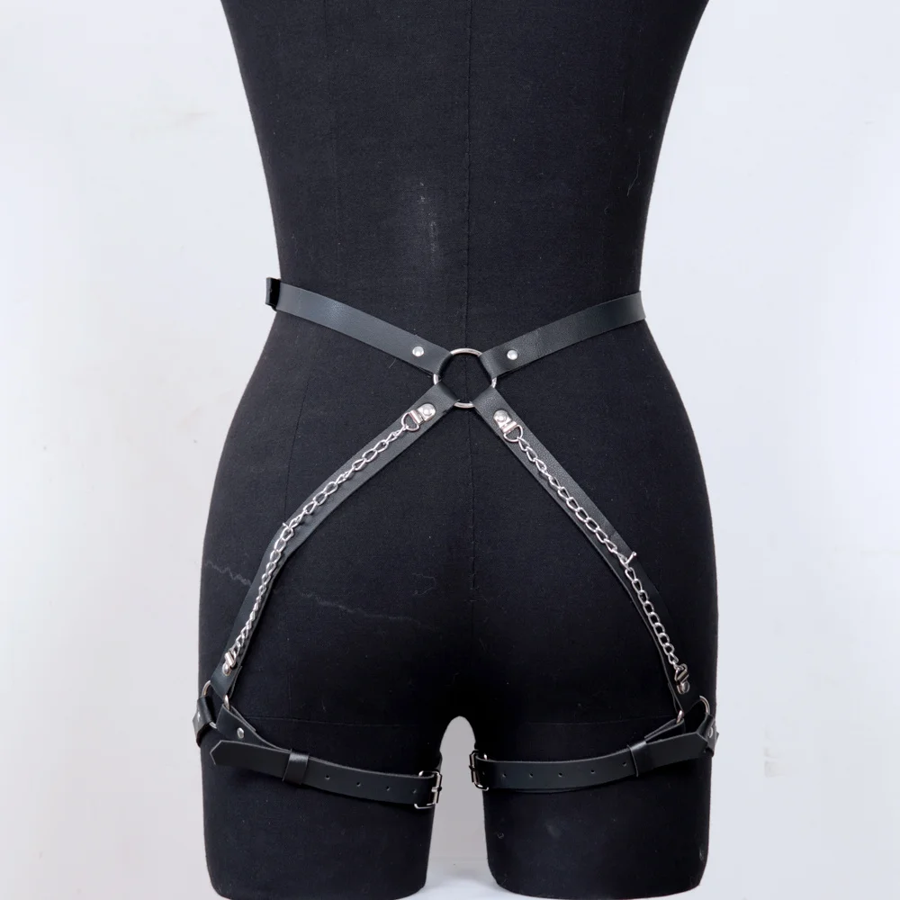 1PC Handcuffs Garter Set Goth Rave Sword Belt PU Leather Leg Harness Belt Body Lingerie Sexy Thigh Garter Bandage Bdsm Stockings