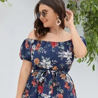 Plus Size Floral Print Elegant Summer Jumpsuits Women Slash Neck Short Sleeve Wide Leg Casual Boho Jumpsuits Large Size 6XL 7XL - Image 5
