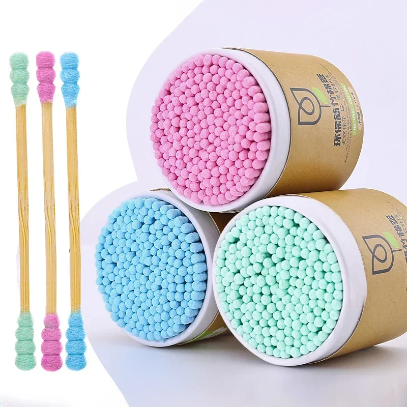 200pcs/Box Bamboo Cotton Swab Disposable Double Head Wood Stick Women Makeup Cotton Buds Tip Ear Swab Health Beauty Tools Tools