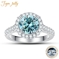 JoyceJelly Classical Women's 925 Sterling Silver Ring With Real Moissanite 1ct 6.5mm D Color Round Shaped Luxury Wedding Jewelry