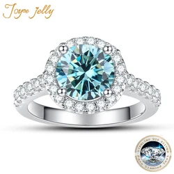 JoyceJelly Classical Women's 925 Sterling Silver Ring With Real Moissanite 1ct 2ct D Color Round Shaped Luxury Wedding Jewelry