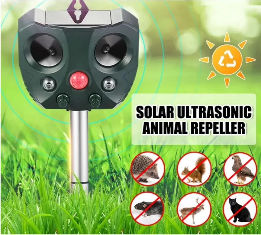 

Ultrasonic Cat Dog Repellant Waterproof Solar Powered Infrared Animal Deterrent LED Light Alarm For Orchard/Vegetable Garden