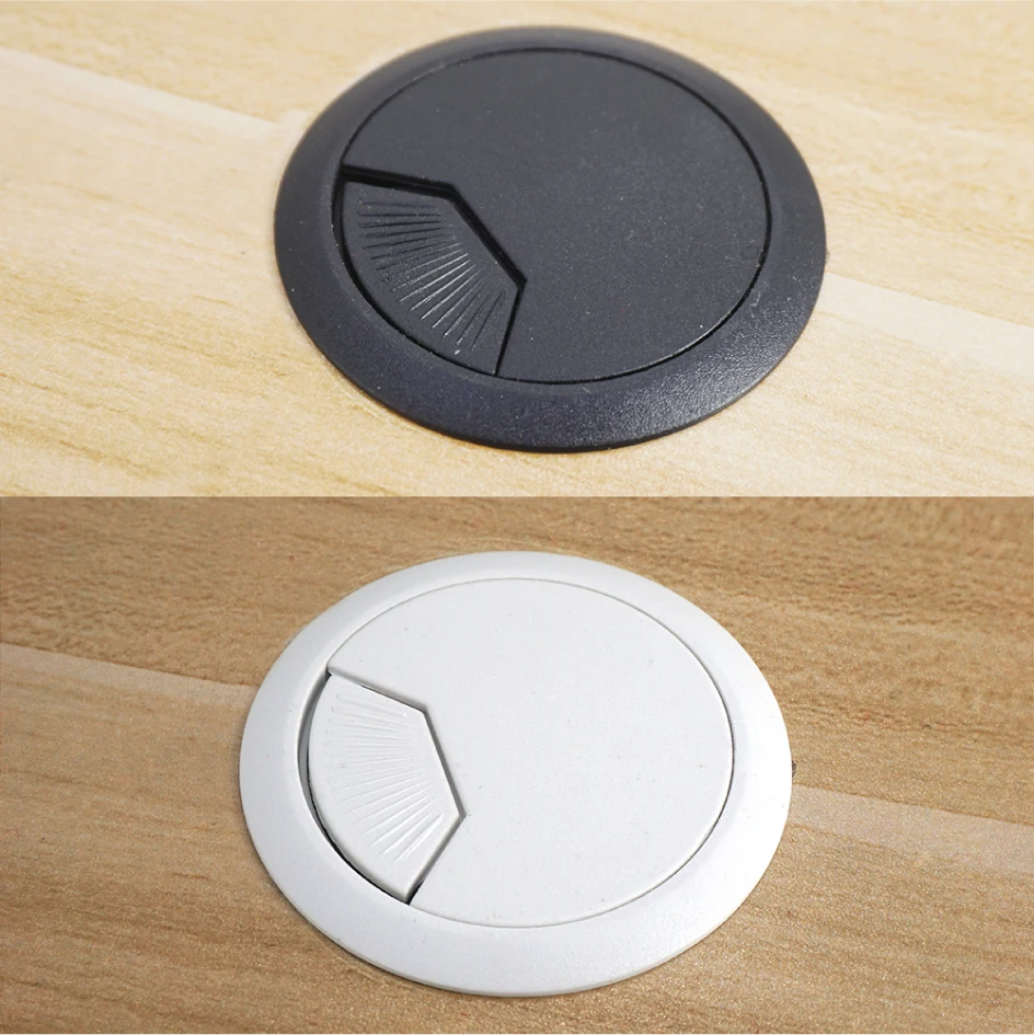 Kunststoff-Drahtlochabdeckung, Auslassanschluss, Tisch, Computer, PC, Schreibtisch, runde Kabeltülle, Leitungshalter, Weiß, Schwarz, 50 mm/53 mm/60 mm/80 mm – Detail 5