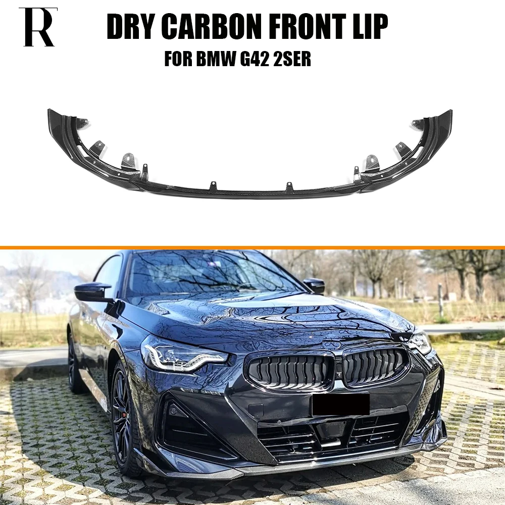 Dry Carbon Fiber Front Bumper Chin Lip Splitter for BMW G42 New 2Series Coupe 220 230 M240 M Sport 2022UP