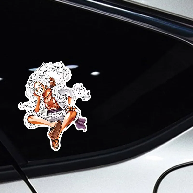 New Anime One Piece Nica Luffy Car Stickers Scratches Cover Sun God Five Gear Luffy Electric Car Decoration Stickers Toy