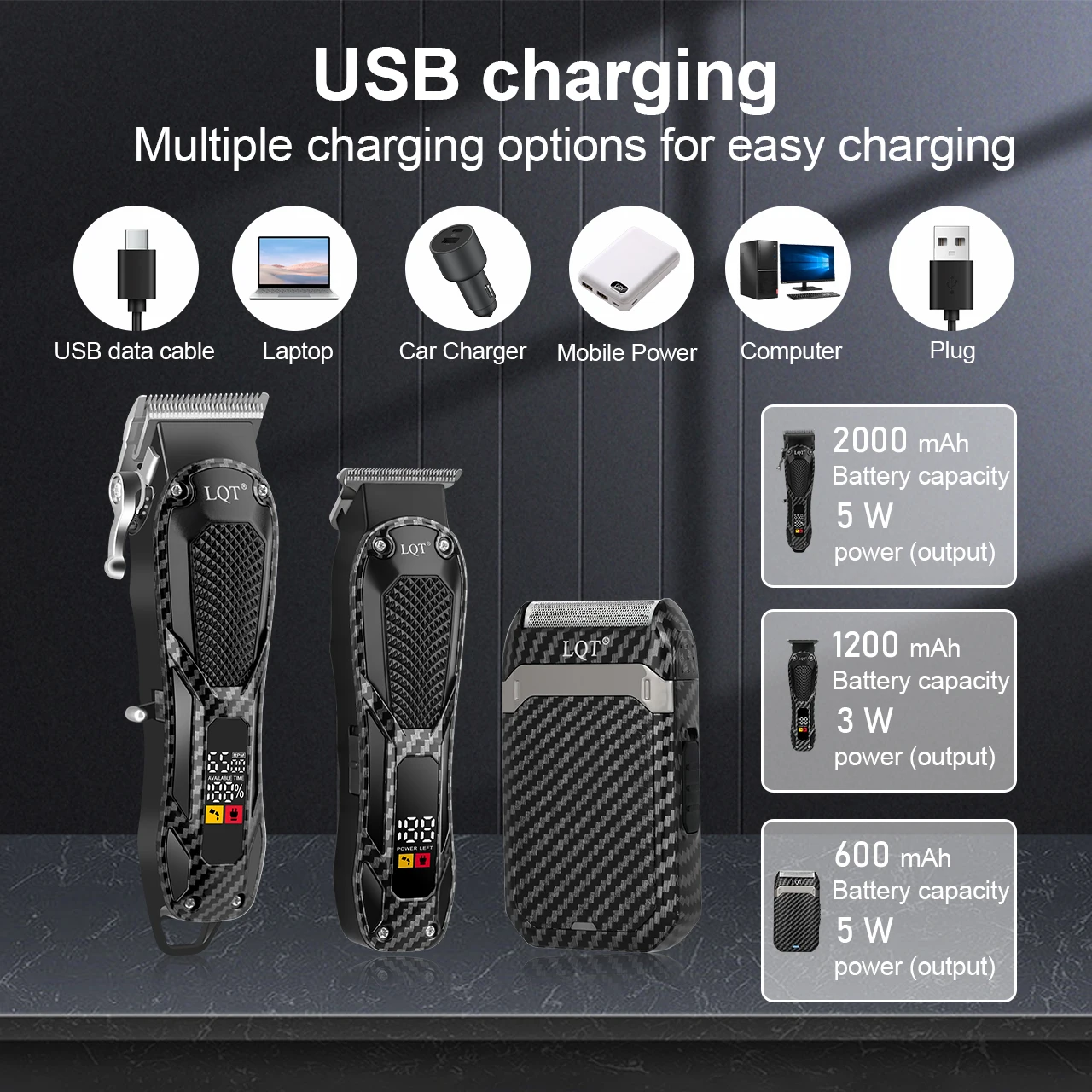 Men's Hair Clipper Set (3-Piece / 2-Piece): Cordless Trimmer/Shaver, USB Rechargeable — Father's Day & Valentine's Day Gift - view 6