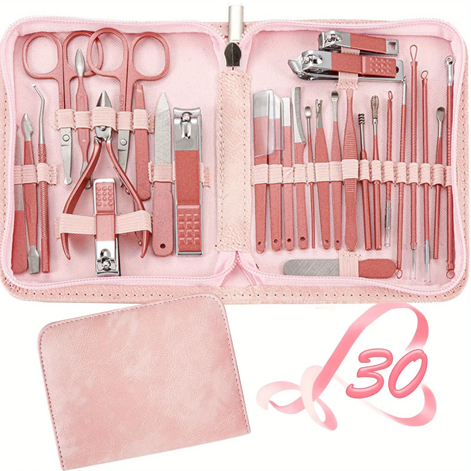 

30pcs Nail Clipper Manicure Set, Portable Nail Clippers Kit with PU Case, Carbon Steel Clippers, Stainless Steel Grooming Tools