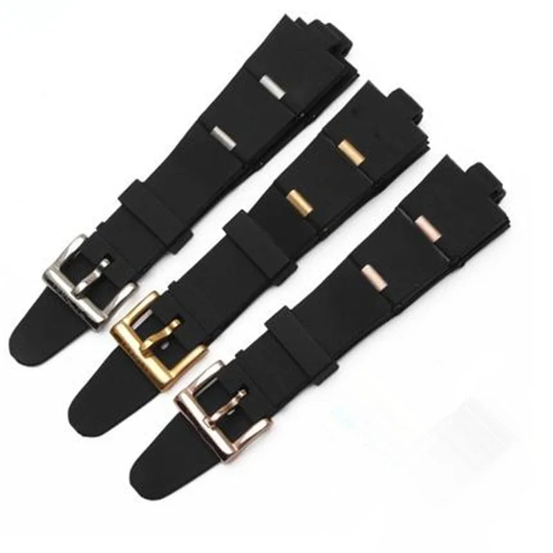 For Bvlgari Rubber Watch Strap 22mm 24mm Raised Mouth Black Silicone Watch Band Men and Women