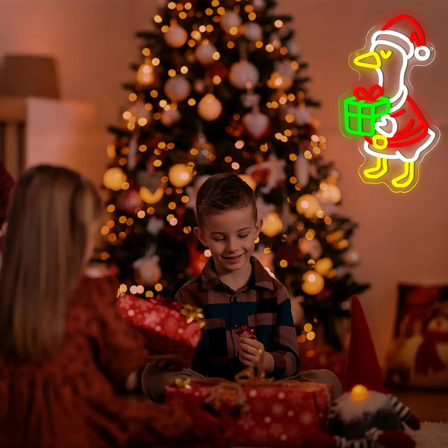 عيد الميلاد بطة ضوء النيون تسجيل USB عكس الضوء LED النيون تسجيل لغرفة النوم غرف معيشة نادي بار رجل كهف هدايا الحفلات جدار ديكور #2