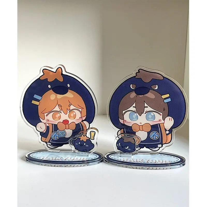 Haikyuu 5Cm Q-Version Hinata Shoyo Tobio Kageyama Standing Plates Cartoon Mini Double Plug Design Anime Ornament Children Gift