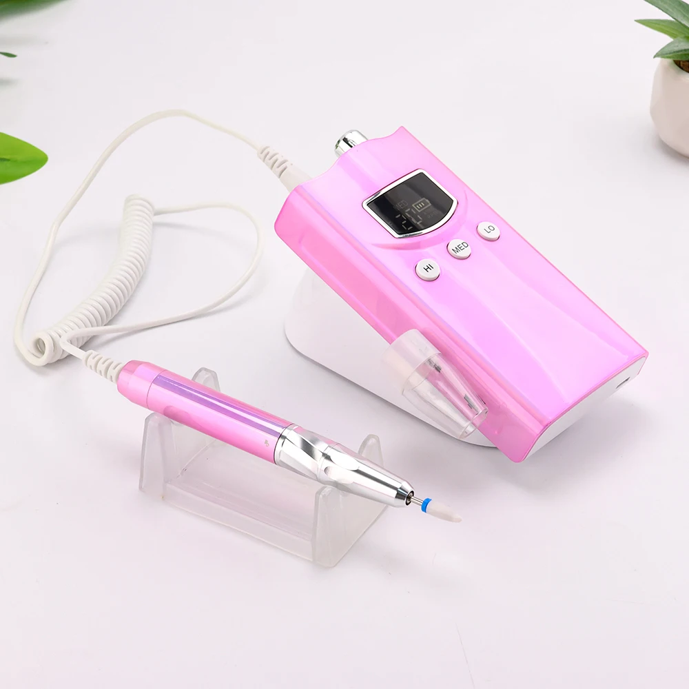 35K Brushless Cordless Nail Drill Machine 35000RPM Portable Rechargeable Manicure Electric Nail File Drill Special Desktop Base