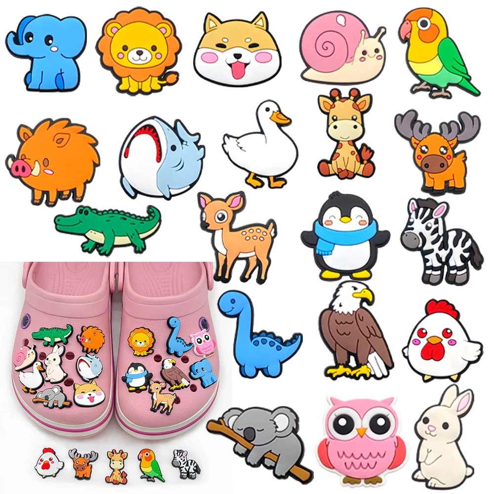 20Pcs New Cartoon Cute Animal SeriesPVC Shoes Accessories Fit with Hole wristbands DIY Detachable Creativity Shoe Decorations