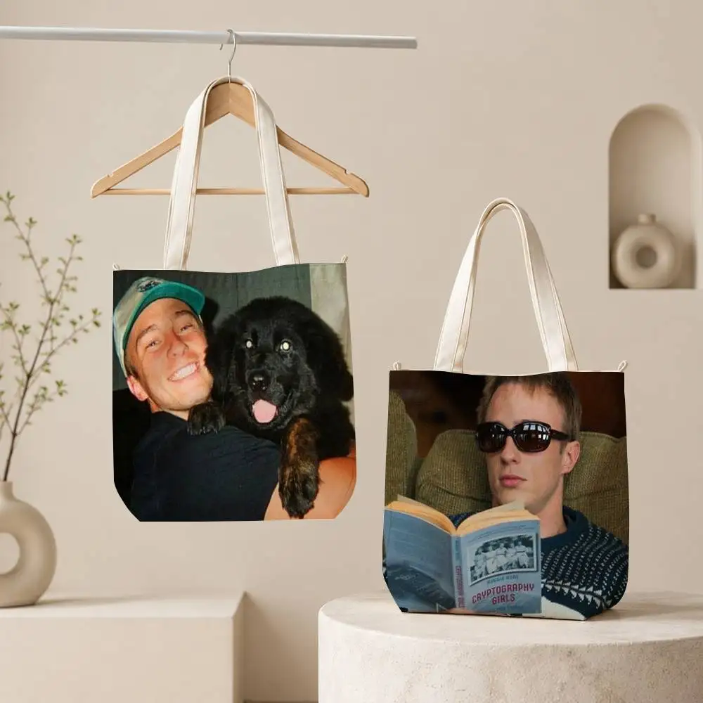 

Actor D-Drew Starkey Tote Bag for Women Reusable Shopping Tote Bag Zippered Inspirational Scripture Shoulder Bags Print