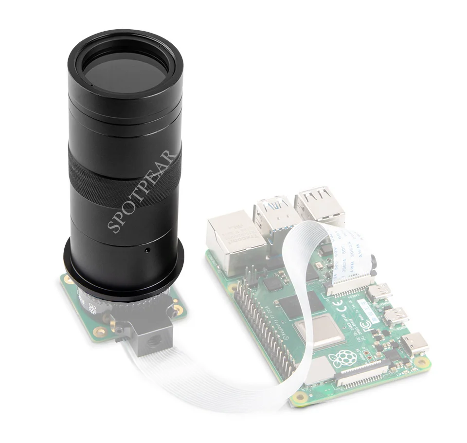 Raspberry Pi Camera Module 100X Industrial Microscope Lens C/CS-Mount Compatible With Raspberry Pi HQ Camera