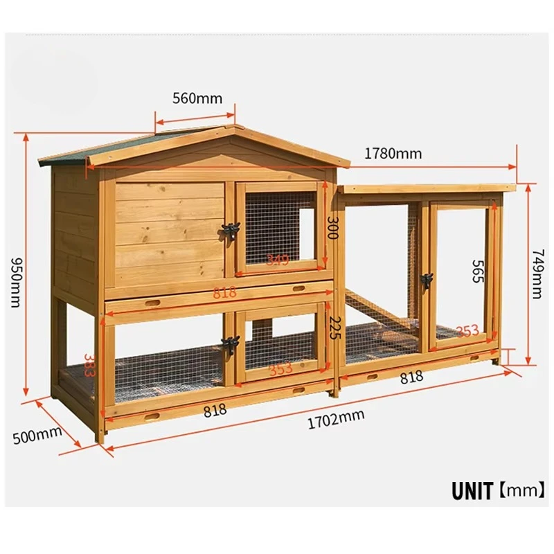 Modern Outdoor Wooden Rabbit Hutch & Poultry House Unique Spacious Bunny Cage for Rabbits and Small Backyard Animals