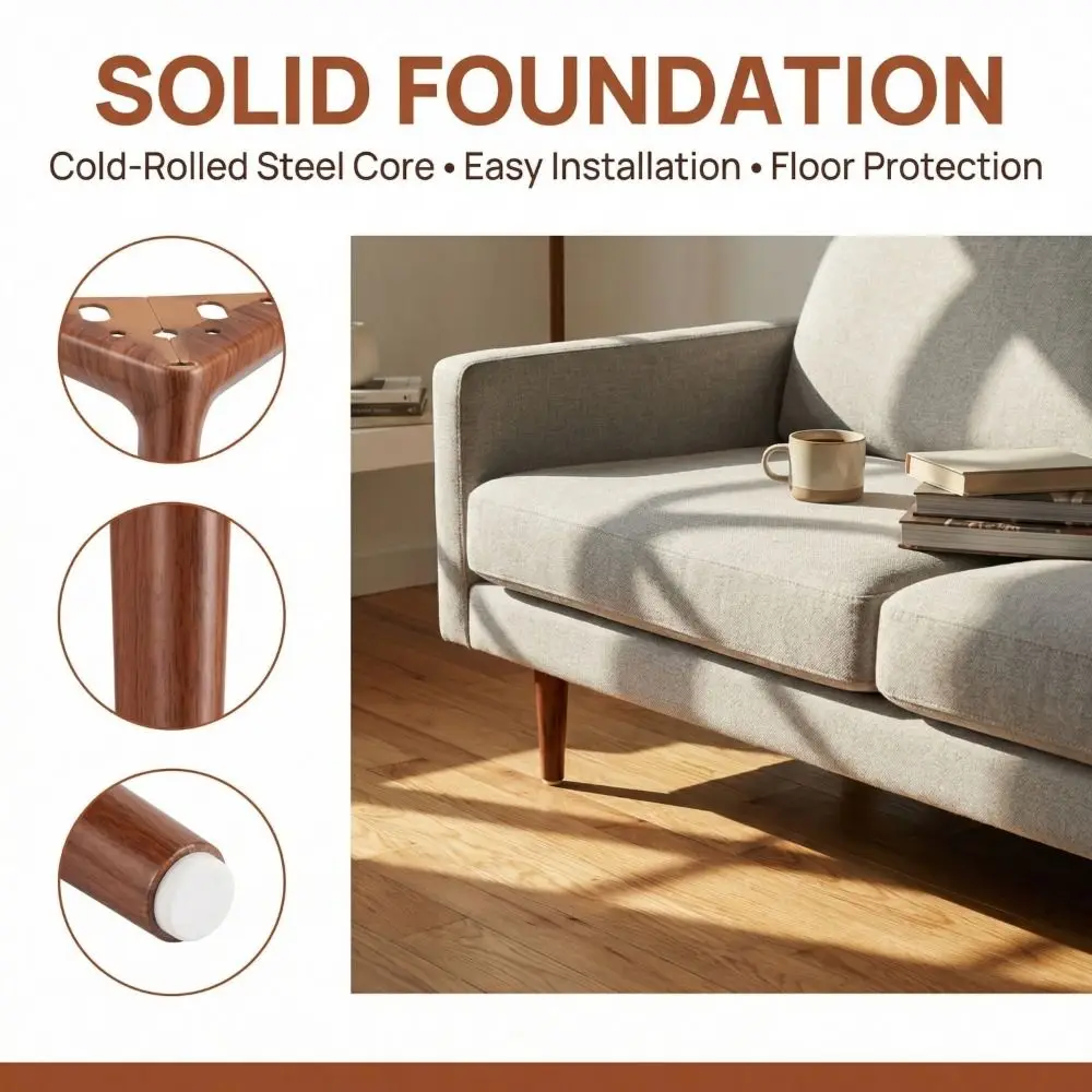 Hardware Thickened Cabinet Legs Walnut Color Metal Furniture Feet TV Cabinet Support Legs Tea Table
