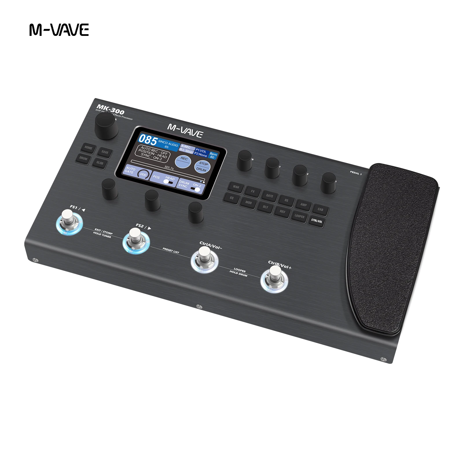 معالج جيتار M-VAVE MK-300 متعدد التأثيرات مع شاشة 3.5 بوصة، وبطولة 150 ثانية، وبطارية 128 أمبير للجيتار الكهربائي والباس #3