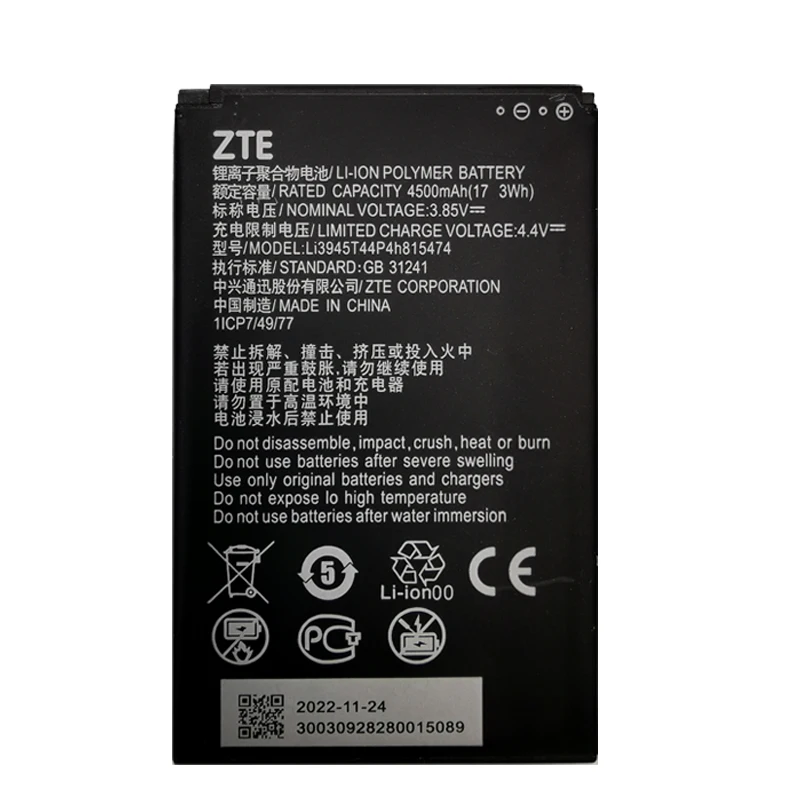 Original New For ZTE Li3945T44P4h815474 battery Rechargeable Li-ion Built-in lithium polymer battery