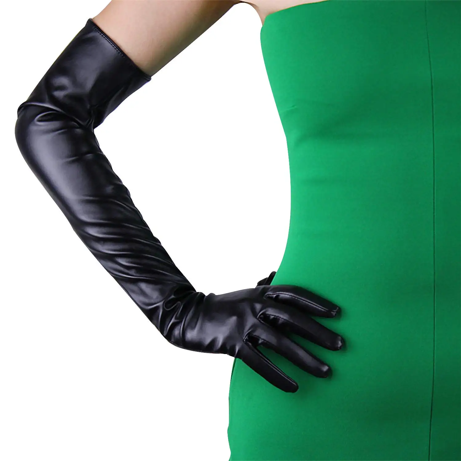 

Women Long Leather Opera Gloves 60cm Black Evening Dressing Party Fashion Costume Faux PU Cosplay Halloween Glove