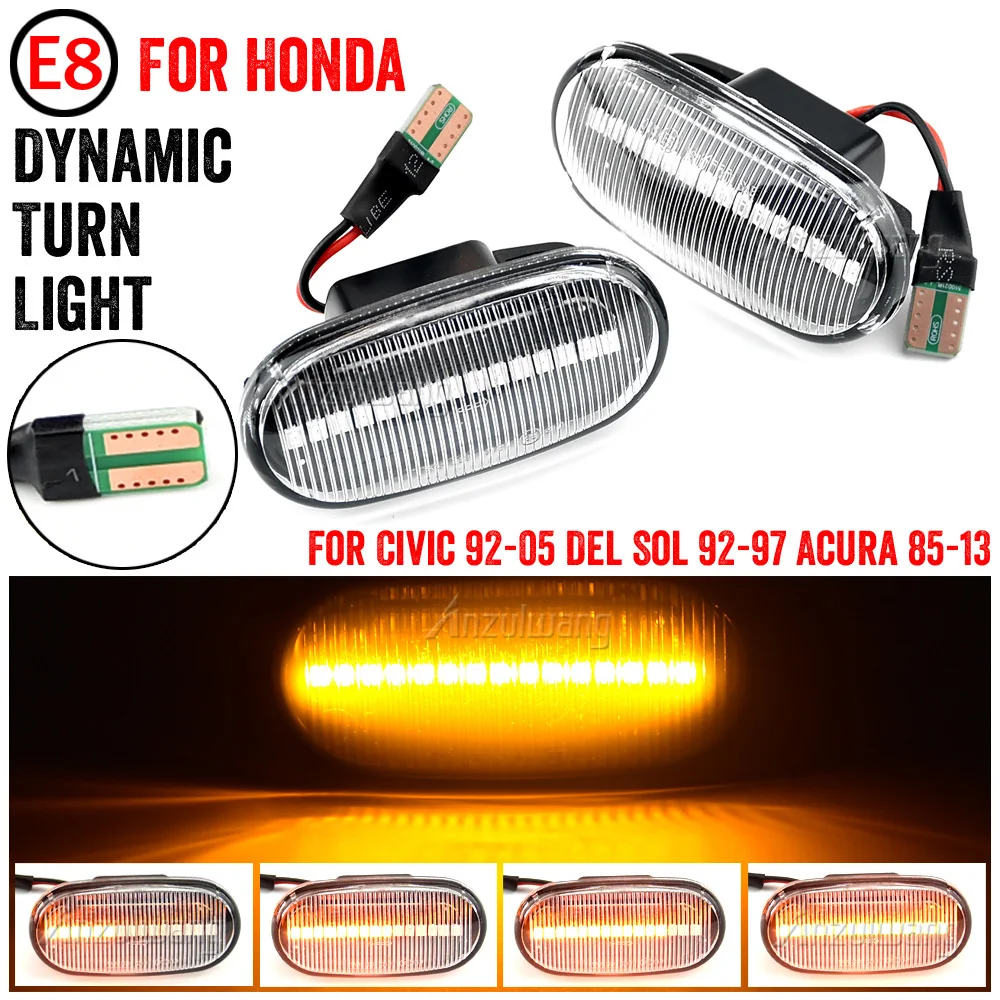 2PCS Side Marker Light Side Lights For HONDA Prelude CRX S2000 Integra Fit Del Sol Acura Civic LED Dynamic Turn Signal Lamp