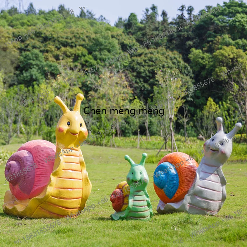 z183 Fiberglass Cartoon Color Snail Sculpture Outdoor Public Garden Landscape