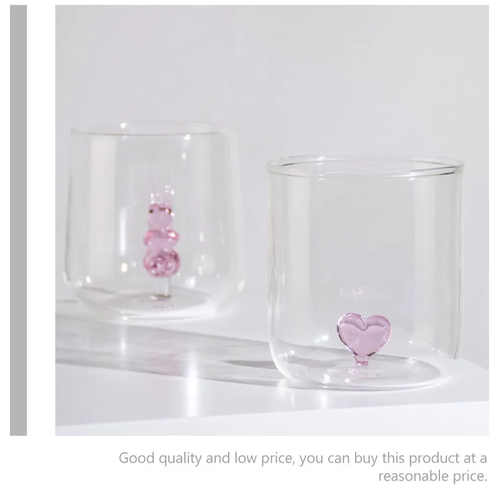 

Heart Decor Glass Cup Couple Glass Simple Style Water Container Quality Suitable for Home Office Hotel Restaurant Use