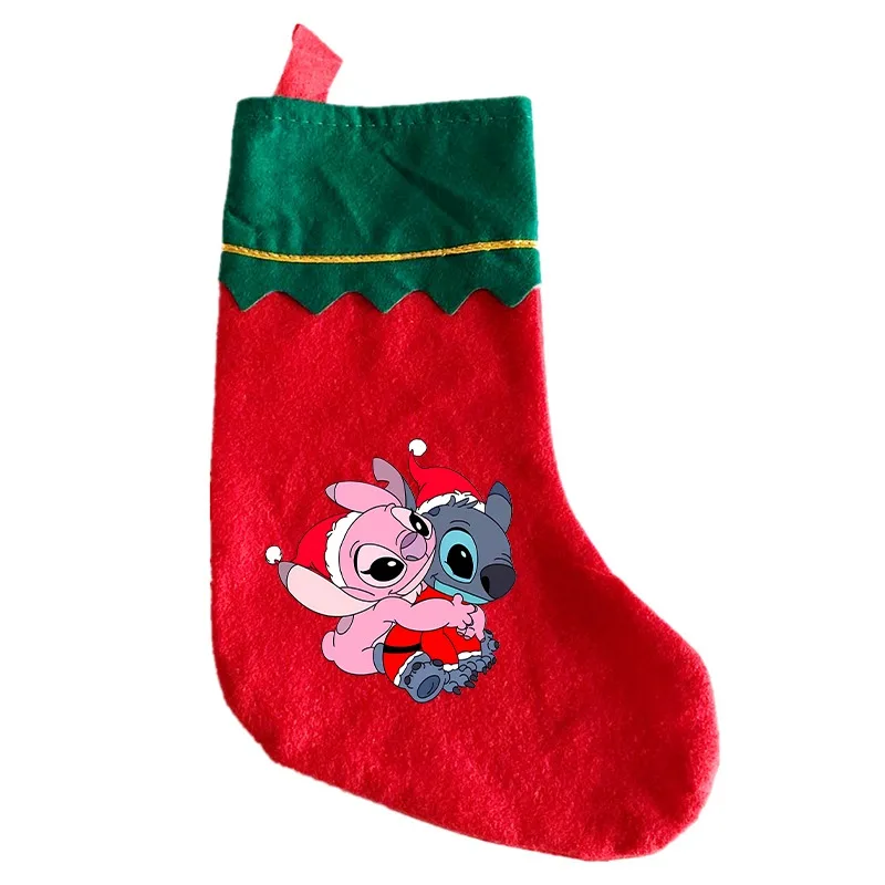 Stitch Xmas Socks Disney Santa Bedside Ornament Stocking Tree Pendant Party Home Decorations Christmas Kawaii Candy Gift Bag