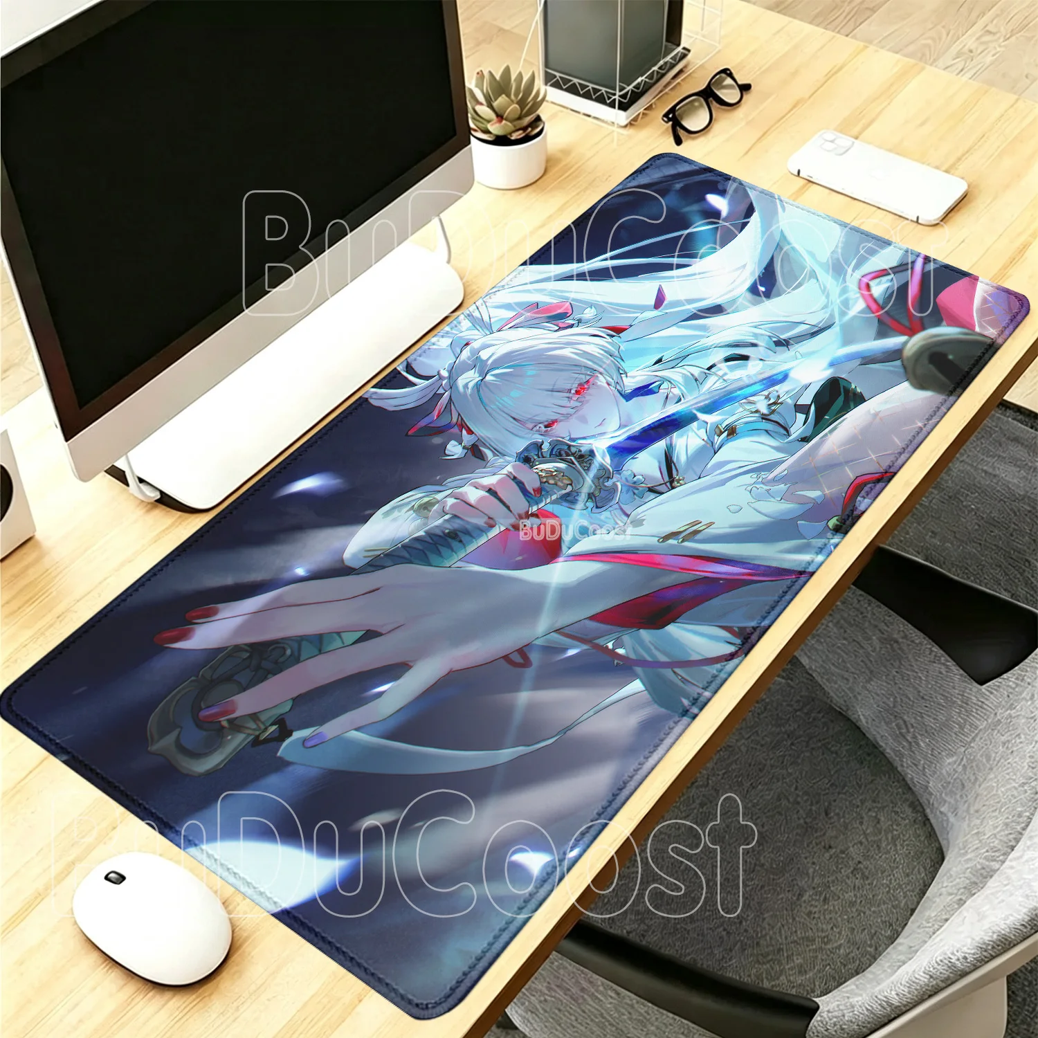 Wuthering Waves Hiyuki WuWa Anime Girl Mouse Mat Gaming Non-slip Mousepad Offices Accessories Keyboard HD Printing XXL Desk Mat