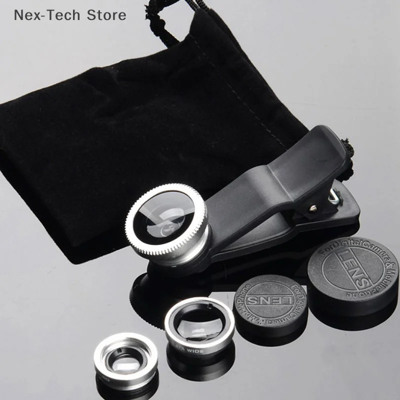 3In1 Mobile Phone Fish Eye+Wide Angle+Macro Camera Lens For Universal Cell Phone