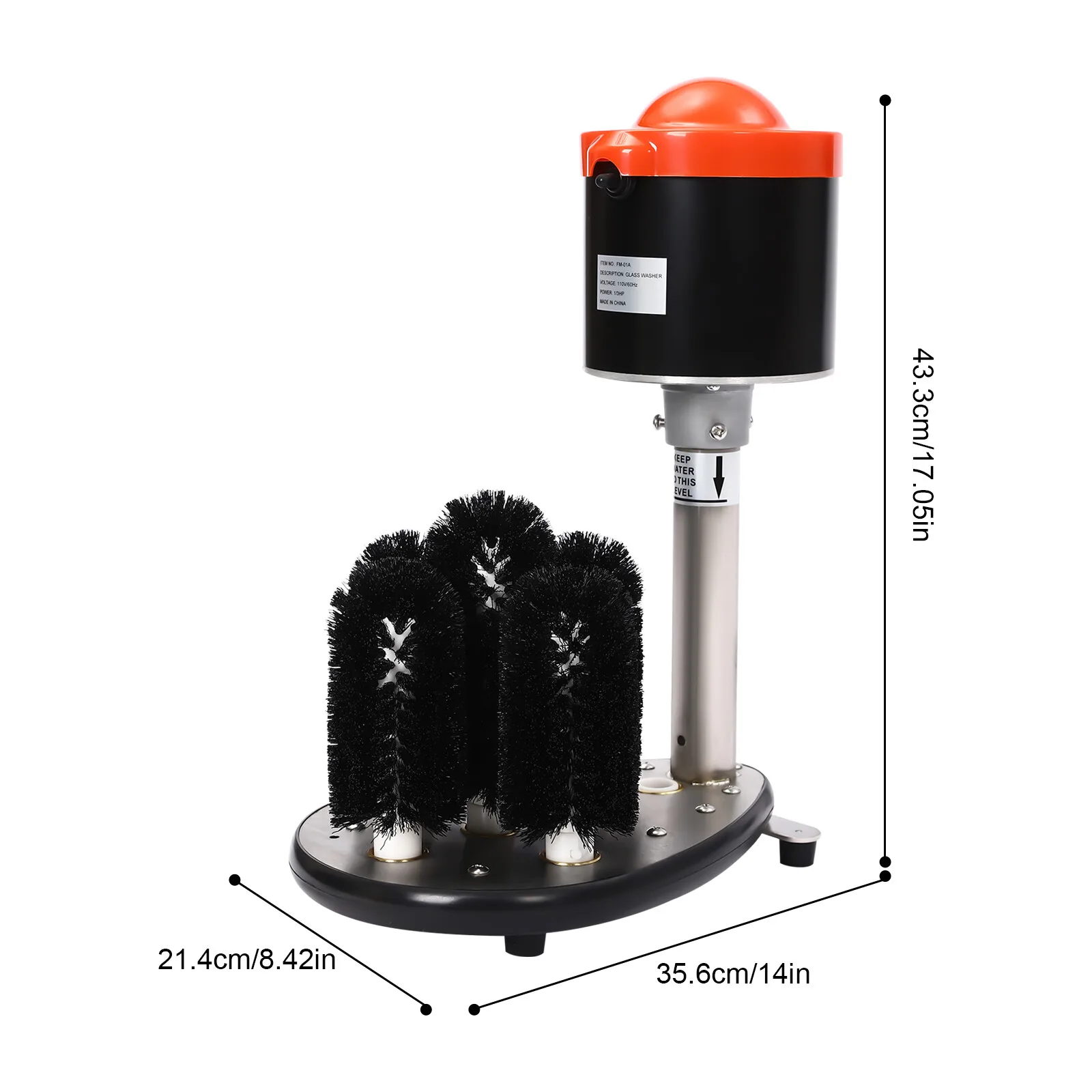 800 чашек/ч, 1/3 л.с., коммерческая электрическая машина для мытья стекол, машина для очистки бокалов, 240 об/мин
