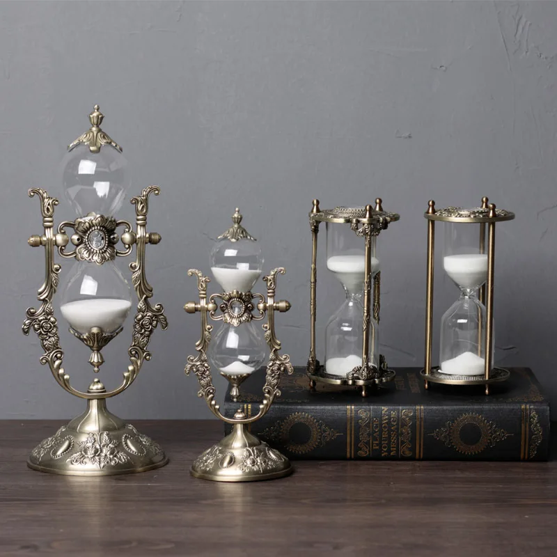 Small Creative Hourglass Timer Home Decoration Ornament Metal Handicrafts Housewarming Birthday Gift