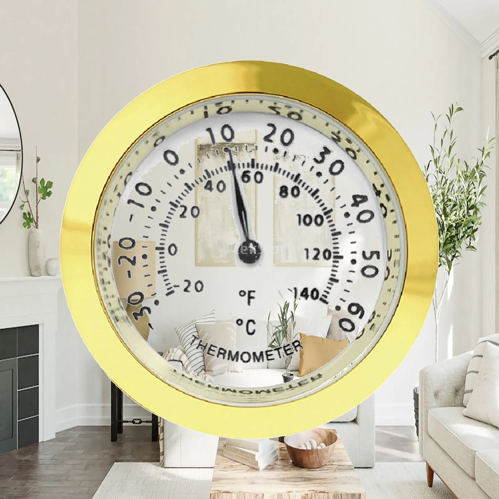 Mechanical Thermometer Analog Weather Temperature Gauge Easy to Read with Large Numbers for Indoor Flower Shop Garage Bedroom