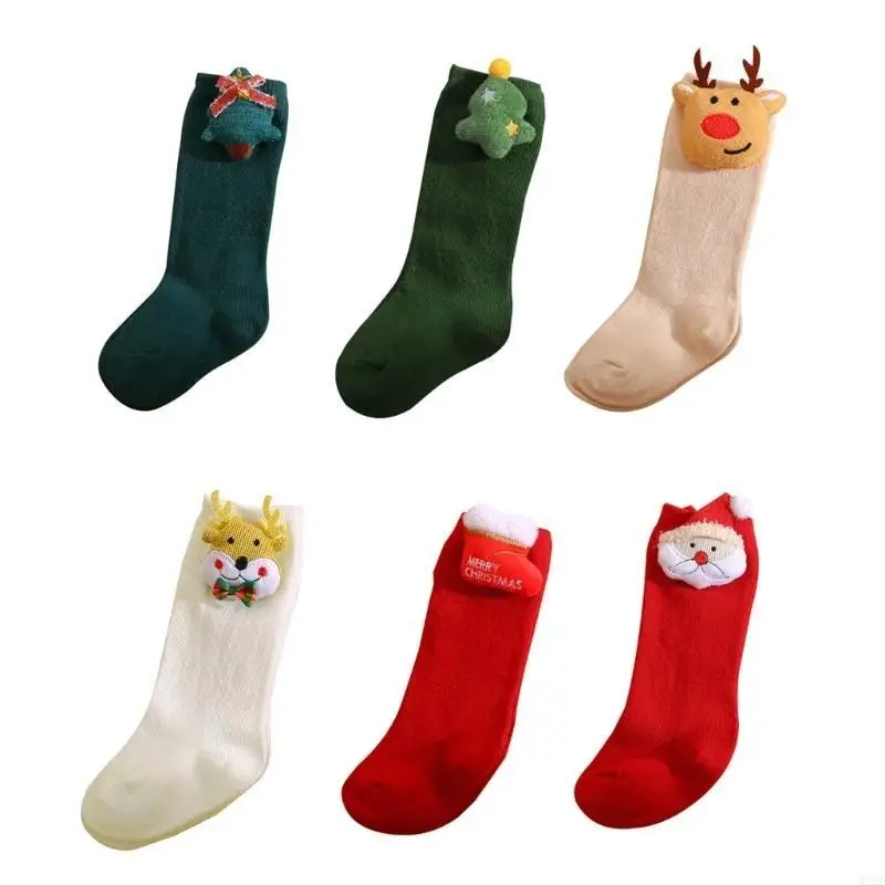 

Q22D Cotton Socks Newborn Infants Toddlers Girls Christmas Santa Elk Socks Gift