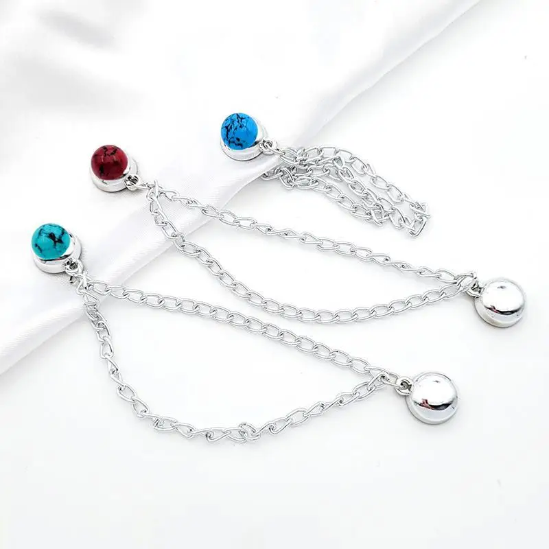 2Pcs Silver Magnetic Pants Chain Buckle With Strong Adsorption Quick Install For Jeans Fashion Daily Outfit Decoration