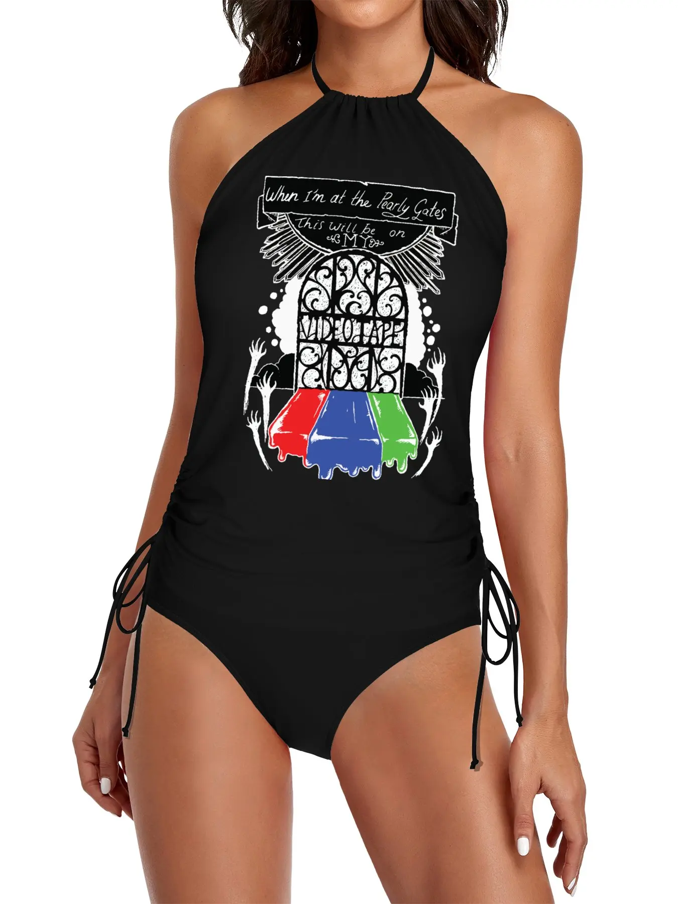 

Videotape Split Swimsuit Set beach essentials Women bikini beach dresses woman