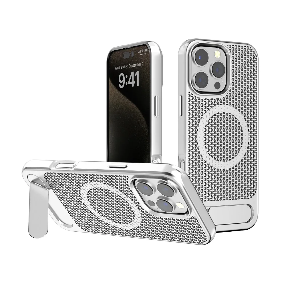 

3D сотовый чехол для телефона с рассеиванием тепла для iPhone 16 Pro Max 15 14 Plus 13 12 11, невидимая защитная подставка для Magsafe Cover